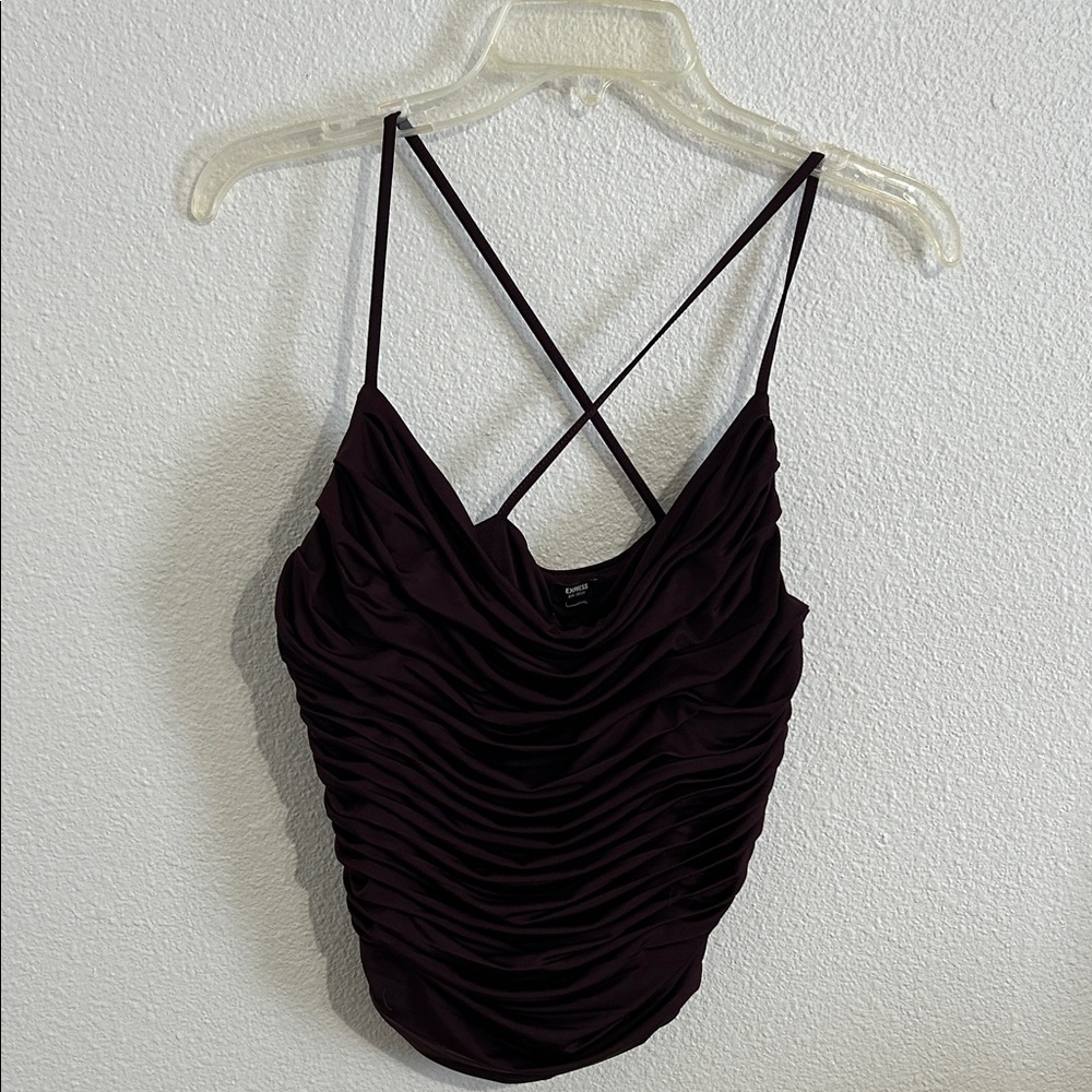 Express Deep Purple Ruched Bodysuitâ